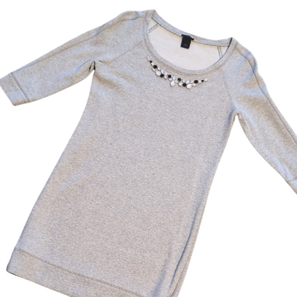Ann Taylor Women's Light Gray Dress with Embellishments Size 6